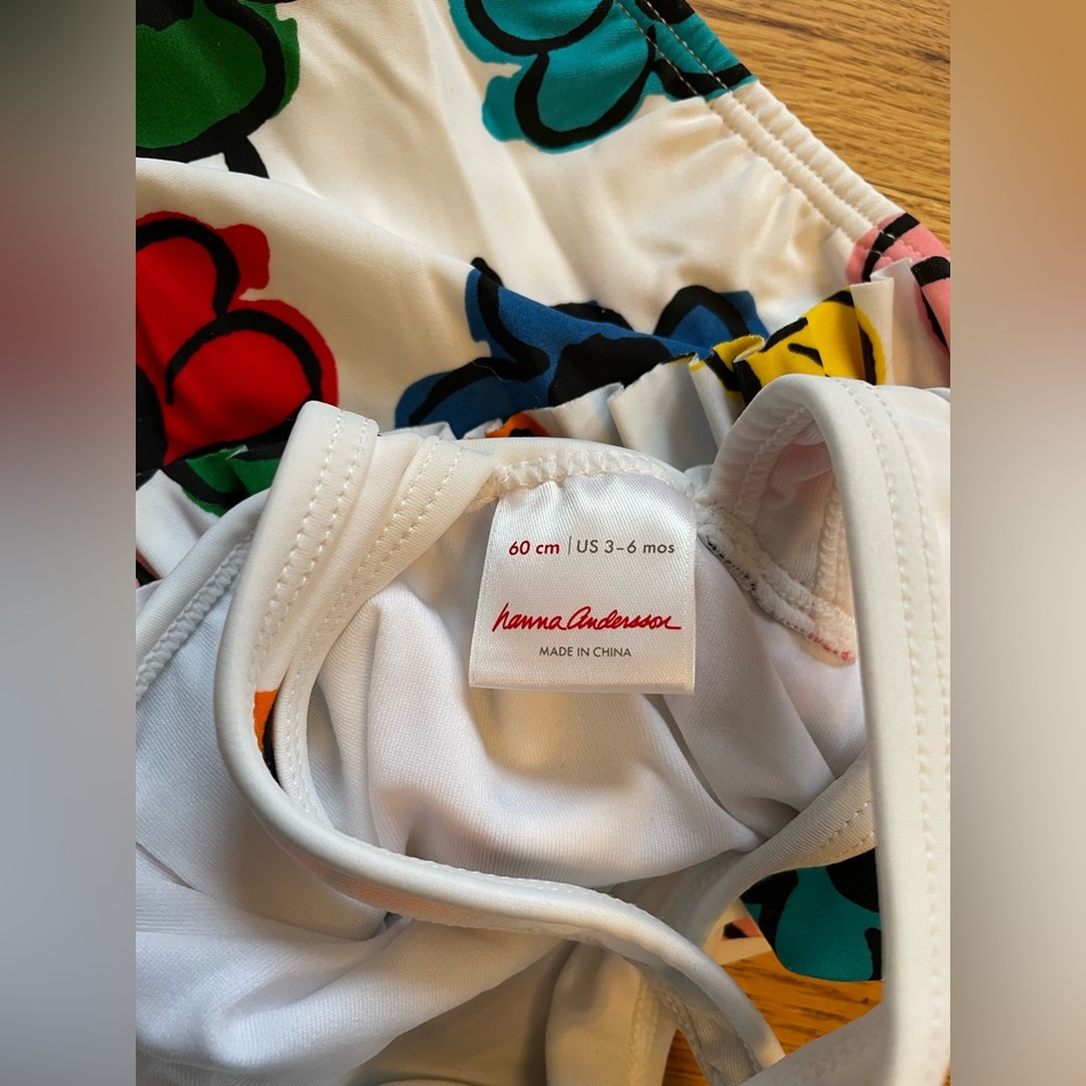 Hanna Andersson Baby Multi-Colored Floral One Piece Swimsuit with Ruffles - Picture 7 of 8